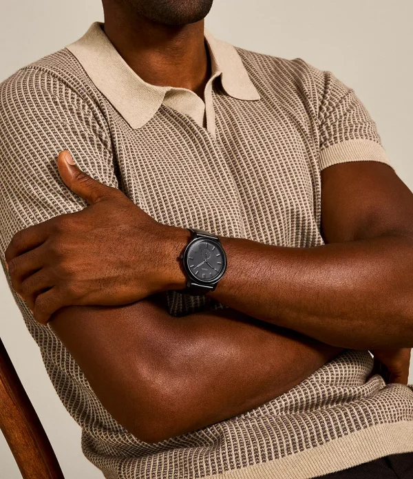 The Minimalist Two-Hand Black Leather Watch - Image 2