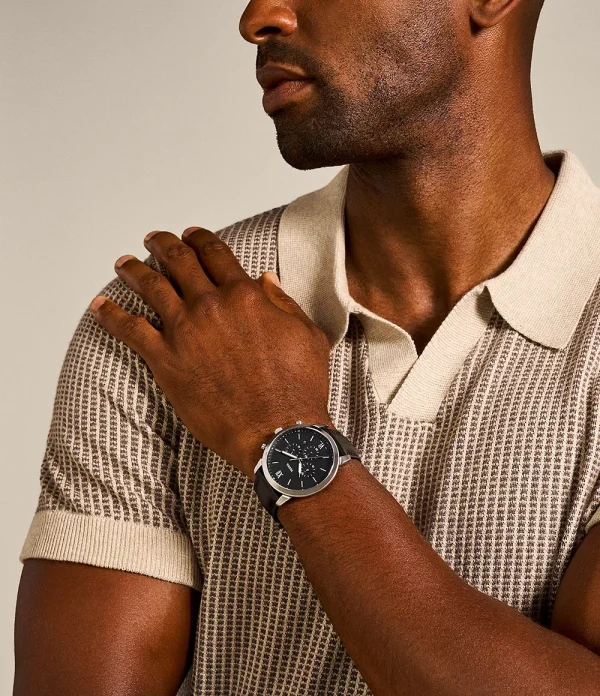 Neutra Chronograph Black Leather Watch - Image 2