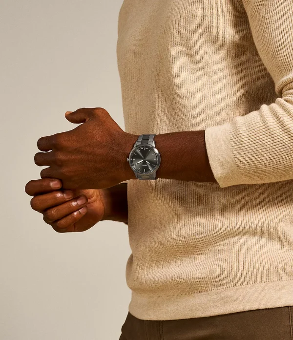 The Minimalist Three-Hand Smoke Stainless Steel Watch - Image 2